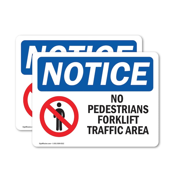 Signmission No Pedestrians Forklift Traffic Only Sign With Symbol, 14 in W x Rectangle, Vinyl Decal OS-2PACK-NS-D-1014-L-14726 - main